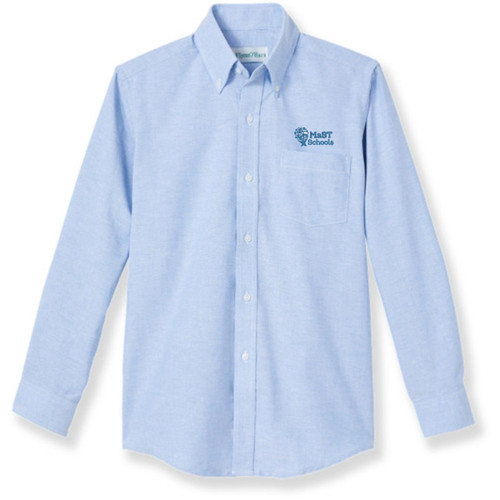 Long Sleeve Oxford Blouse with embroidered logo [PA811-OX/L MCP-BLUE]