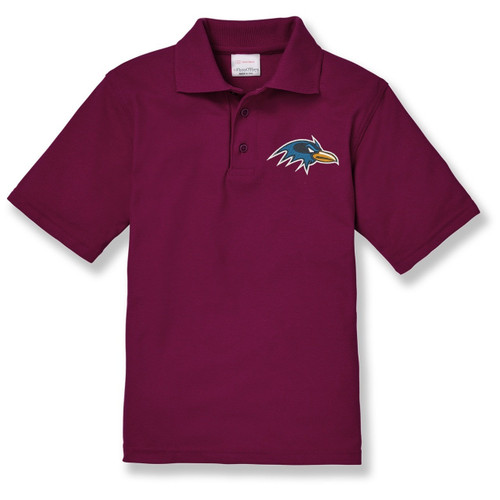 Short Sleeve Polo Shirt with embroidered logo [NY158-KNIT-RSB-MAROON]