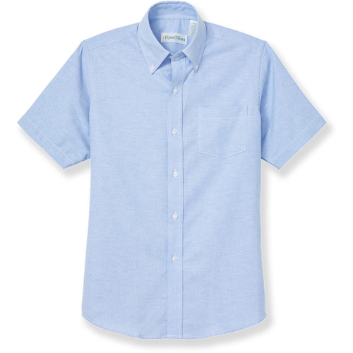 Short Sleeve Oxford Shirt with heat transferred logo [NJ047-OX-S COC-BLUE]