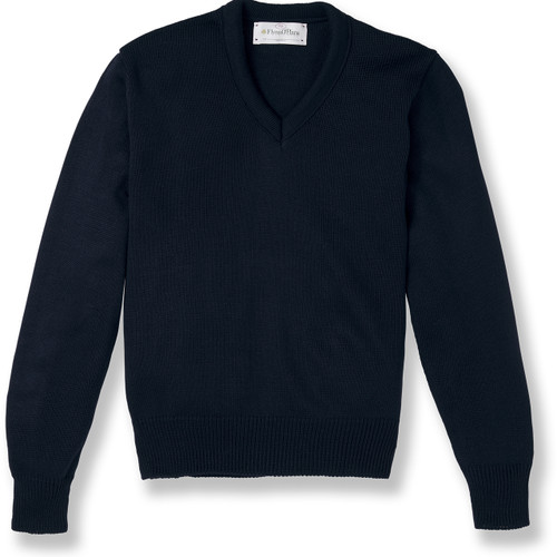 V-Neck Pullover Sweater with embroidered logo [NY668-6500/VFN-NAVY]