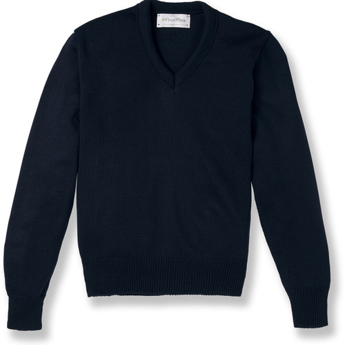 V-Neck Pullover Sweater with heat transferred logo [TX168-6500-NAVY]
