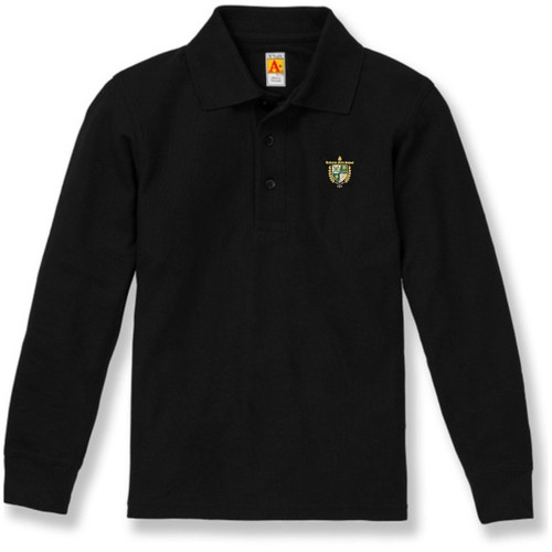 Long Sleeve Polo Shirt with embroidered logo [GA013-KNIT/TFG-BLACK]