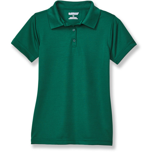 Girl's Performance Polo with heat transferred logo [NY798-7728/HTH-HUNTER]