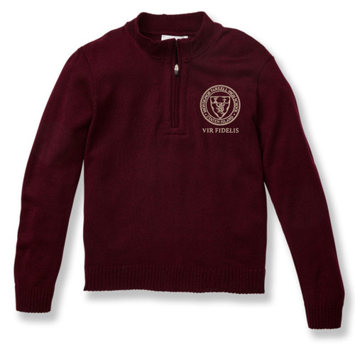 1/4 Zip Pullover Sweater with embroidered logo [NY617-6556/MOF-WINE]