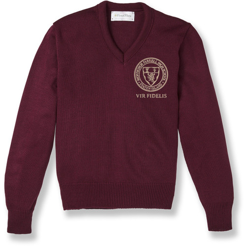 V-Neck Pullover Sweater with embroidered logo [NY617-6500/MOF-WINE]