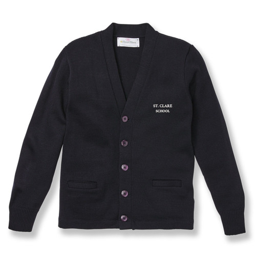 V-Neck Cardigan Sweater with embroidered logo [NY611-1001/CLR-NAVY]