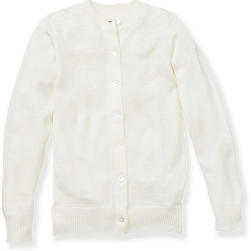 Crewneck Cardigan with heat transferred logo [OK008-6000/ACO-WHITE]