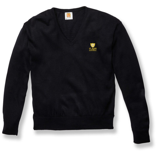 Fine Gauge V-Neck Sweater with embroidered logo [NJ116-6432/RHB-NAVY]