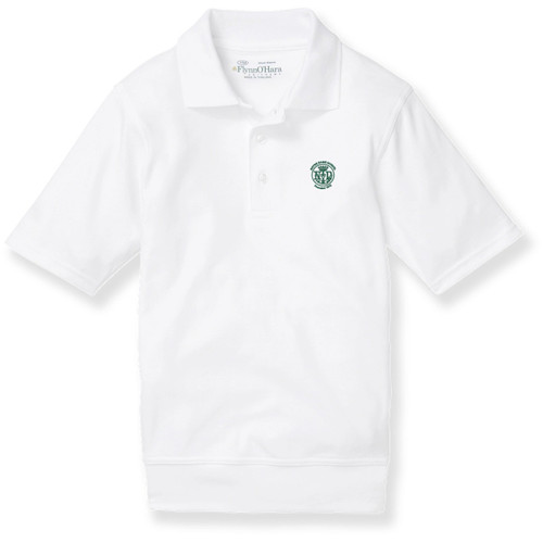 Short Sleeve Banded Bottom Polo Shirt with embroidered logo [NY566-9611-NDM-WHITE]