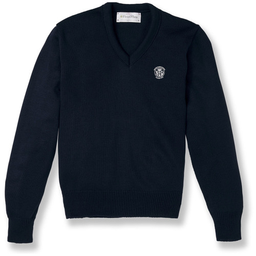 V-Neck Pullover Sweater with embroidered logo [NY566-6500/NDM-NAVY]