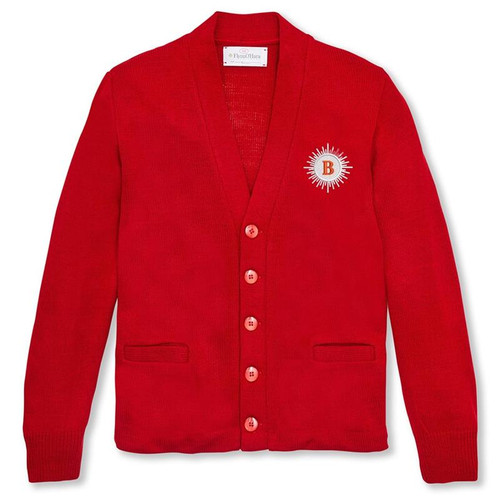 V-Neck Cardigan Sweater with embroidered logo [NY087-1001/BBB-LIPSTICK]