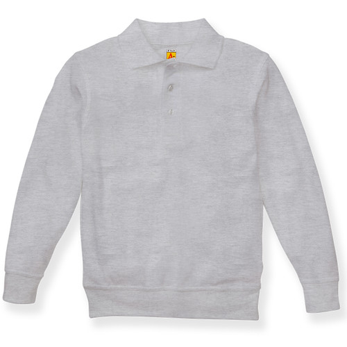 Long Sleeve Banded Bottom Polo Shirt with embroidered logo [NJ765-9717-ASH]