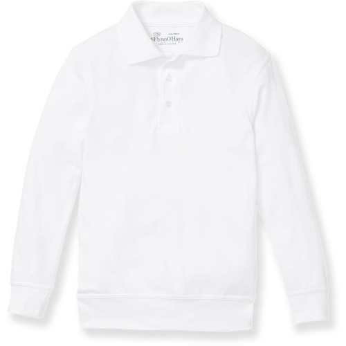 Long Sleeve Banded Bottom Polo Shirt with embroidered logo [PA151-9617/HOL-WHITE]