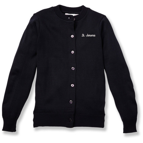 Crewneck Cardigan with embroidered logo [NJ118-6000/JWL-NAVY]