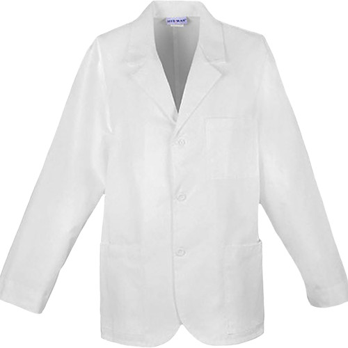 Consultation Coat with heat transferred logo [NY332-CK401-WHITE]