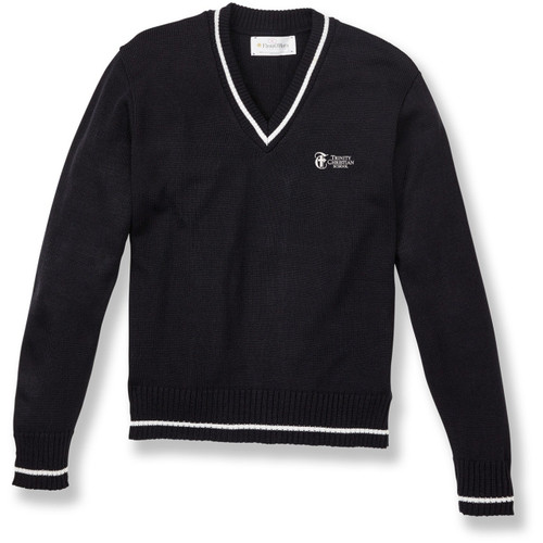 V-Neck Pullover Sweater with embroidered logo [VA048-6503/TCF-NVY W/WH]