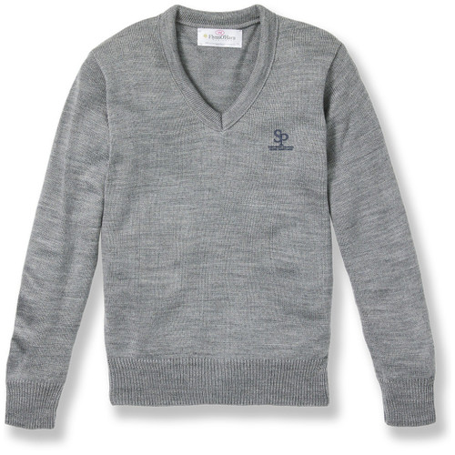 V-Neck Pullover Sweater with embroidered logo [MD191-6500/PEO-HE GREY]