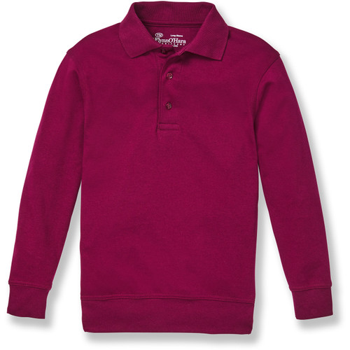 Long Sleeve Banded Bottom Polo Shirt with embroidered logo [PA589-9617-MAROON]