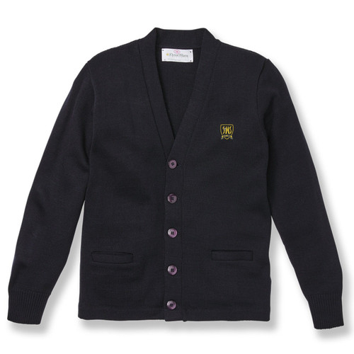 V-Neck Cardigan Sweater with embroidered logo [NC013-1001/MIC-NAVY]