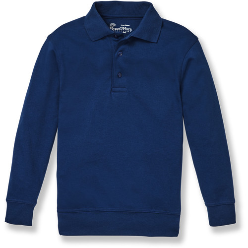 Long Sleeve Banded Bottom Polo Shirt with embroidered logo [MD028-9617-NAVY]