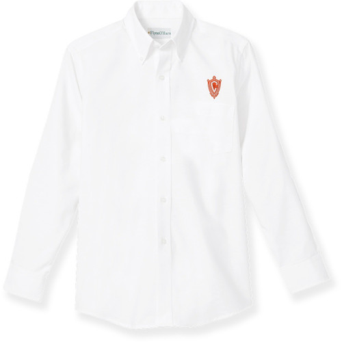 Long Sleeve Oxford Shirt with embroidered logo [NC022-OX-L 022-WHITE]
