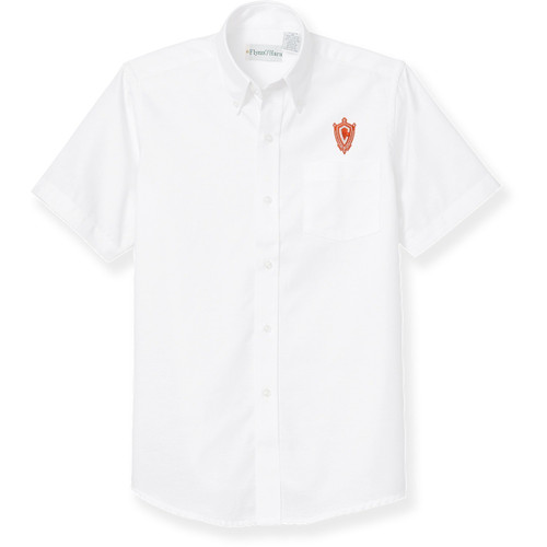 Short Sleeve Oxford Shirt with embroidered logo [NC022-OX-S 022-WHITE]