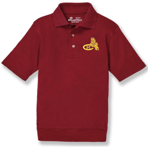 Short Sleeve Banded Bottom Polo Shirt with embroidered logo [NY635-9711/CMV-CARDINAL]