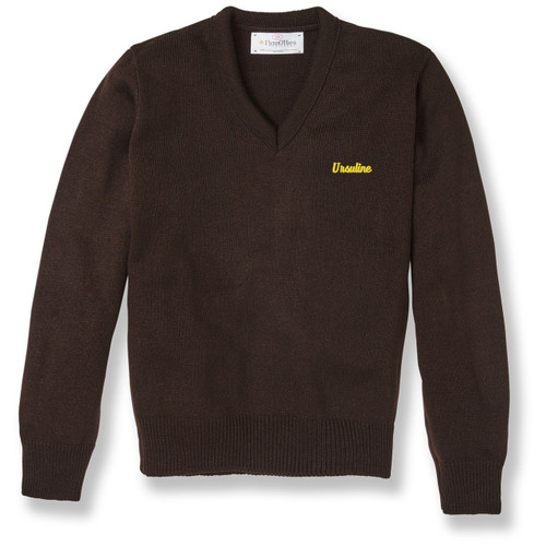 V-Neck Pullover Sweater with embroidered logo [NY251-6500/UHS-BROWN]