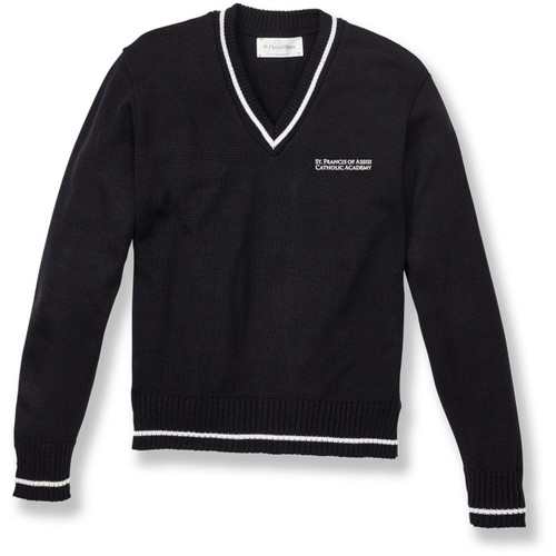 V-Neck Pullover Sweater with embroidered logo [NY460-6503/FA-NVY W/WH]