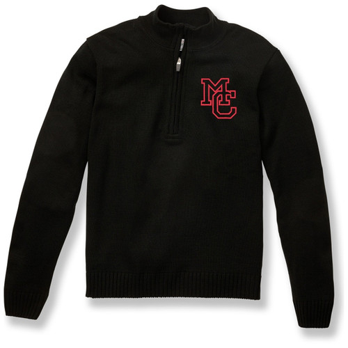 1/4 Zip Pullover Sweater with embroidered logo [NY622-6556/MCS-BLACK]