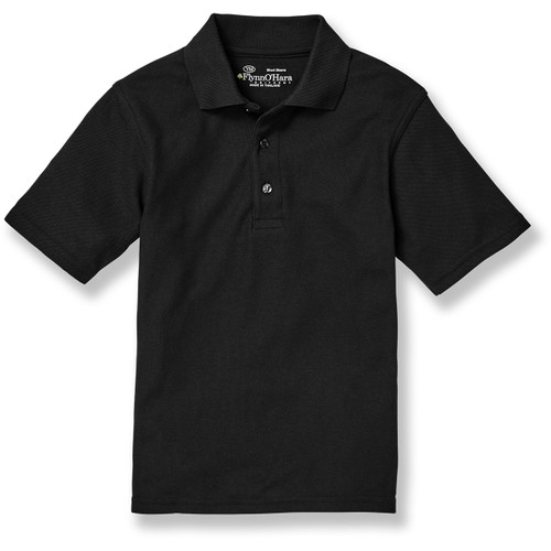 Short Sleeve Polo Shirt with heat transferred logo [NC053-KNIT-TRI-BLACK]