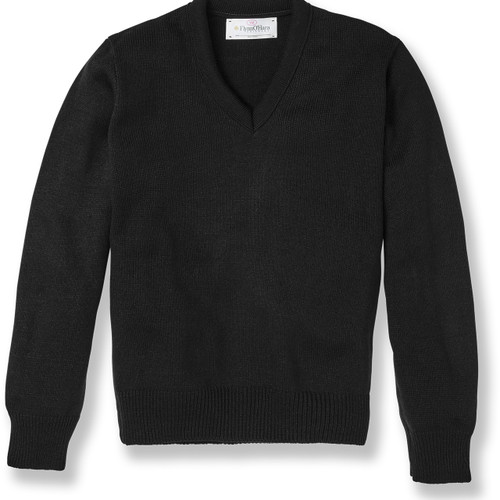 V-Neck Pullover Sweater with embroidered logo [NJ775-6500/LIC-BLACK]