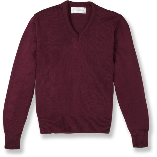 V-Neck Pullover Sweater with embroidered logo [PA126-6500/MCL-WINE]