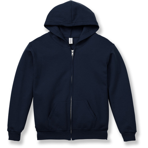 Full-Zip Hooded Sweatshirt with heat transferred logo [NJ047-993/COC-NAVY]