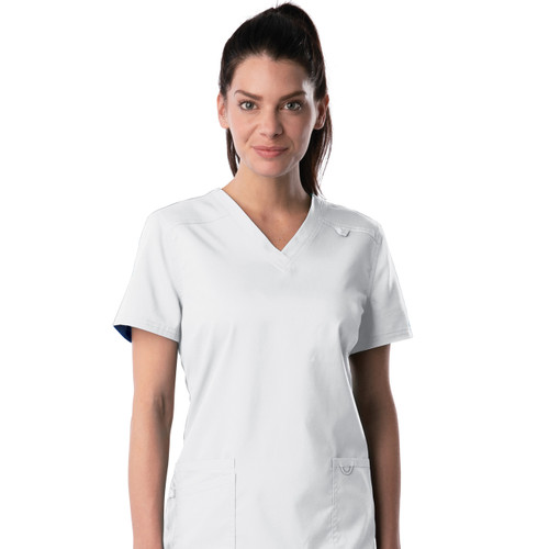 Women's Proflex V-Neck Top with heat transferred logo [NY509-4160/DOR-WHITE]