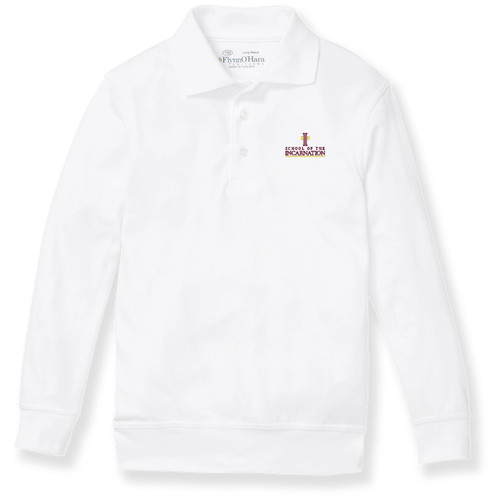 Long Sleeve Banded Bottom Polo Shirt with embroidered logo [MD143-9617/SIG-WHITE]
