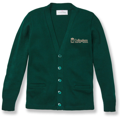 V-Neck Cardigan Sweater with embroidered logo [PA002-1001/CCW-GREEN]