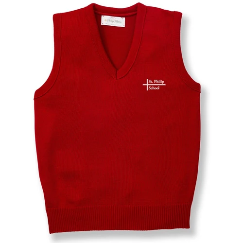 V-Neck Sweater Vest with embroidered logo [RI002-6600/PGV-LIPSTICK]
