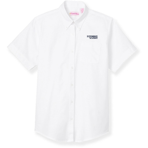 Short Sleeve Oxford Blouse with embroidered logo [MD315-OX/S JAW-WHITE]