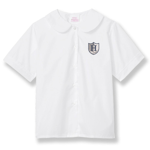Short Sleeve Peterpan Collar Blouse with embroidered logo [CT006-350-CT6-WHITE]