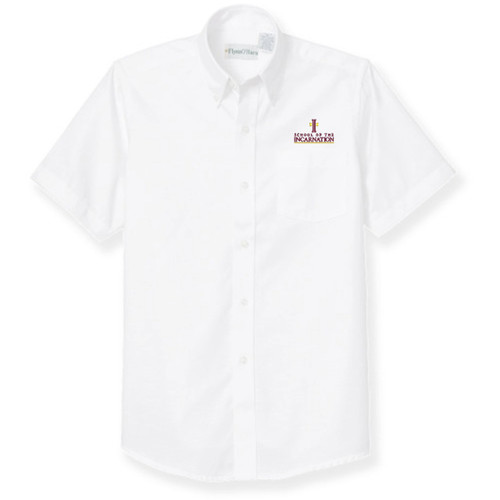 Short Sleeve Oxford Shirt with embroidered logo [MD143-OX-S SIG-WHITE]