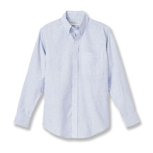 Long Sleeve Oxford Blouse with embroidered logo [OH007-OX/L SUA-BL/W STR]