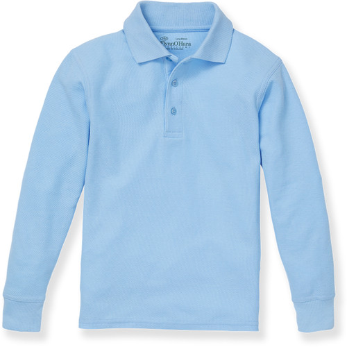 Long Sleeve Polo Shirt with heat transferred logo [NY210-KNIT/BEG-BLUE]