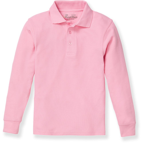 Long Sleeve Polo Shirt with heat transferred logo [NY210-KNIT/BEG-PINK]