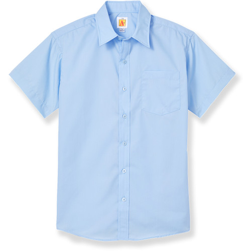 Short Sleeve Dress Shirt with embroidered logo [NY315-DRES-SDE-BLUE]