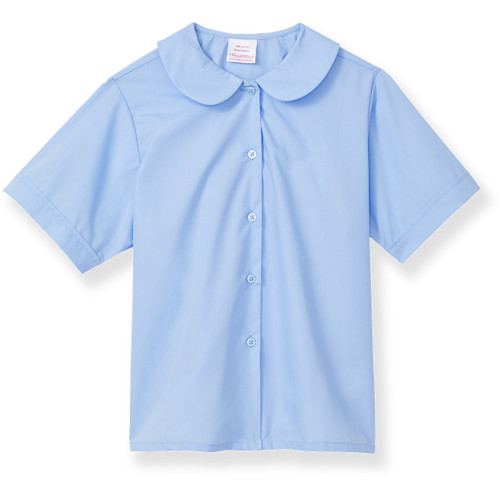 Short Sleeve Peterpan Collar Blouse with heat transferred logo [GA057-350-JMA-BLUE]
