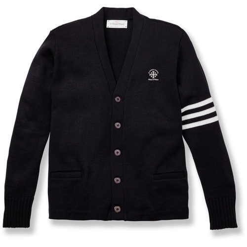 V-Neck Varsity Cardigan Sweater with embroidered logo [NY316-3461/PNY-NVY W/WH]
