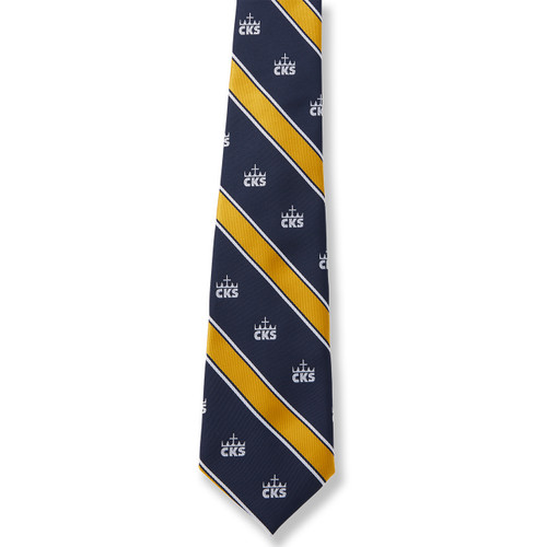 Men's Striped Tie w/Crest [GA008-3-CKS-NV/GD/WH]