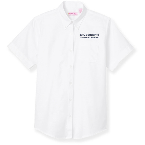 Short Sleeve Oxford Blouse with embroidered logo [FL020-OX/S JOS-WHITE]