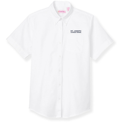 Short Sleeve Oxford Blouse with embroidered logo [FL020-OX/S JOS-WHITE]